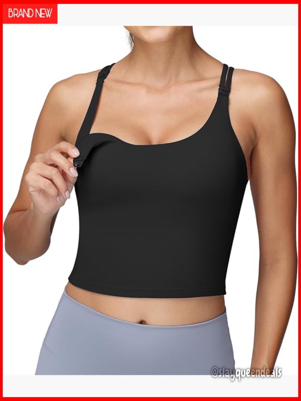 Nursing Sports Bra Tank Top with Built-in Support, Cross Back Design